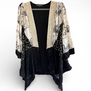 VIOLET KAY Patchwork Mixed Print Kimono Top Lagenlook Whimsigoth Artsy Size 1X